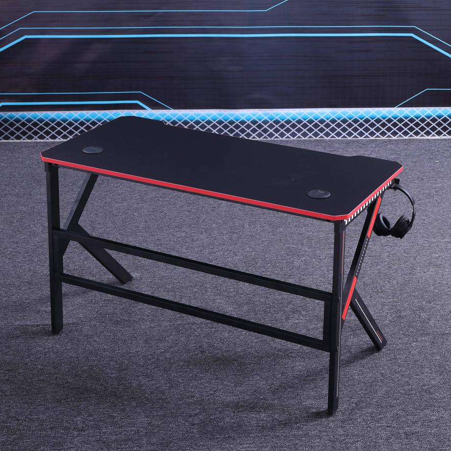 Gaming Desk 140cm Desktop PC Computer Racing Table Office Laptop Home K-Shaped Legs - Black