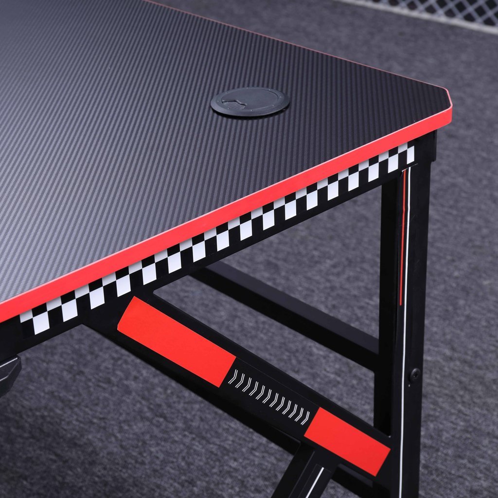 Gaming Desk 140cm Desktop PC Computer Racing Table Office Laptop Home K-Shaped Legs - Black