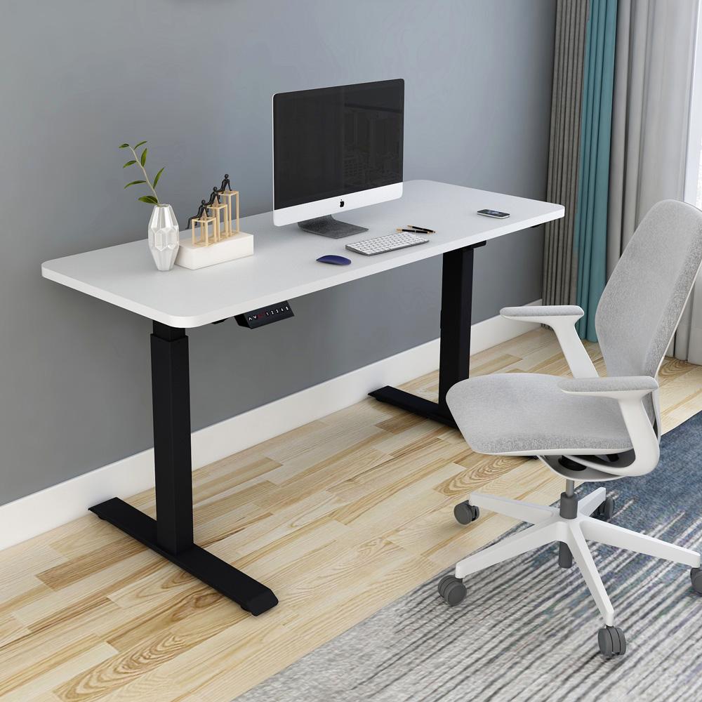 120cm Standing Desk Height Adjustable Sit Grey Stand Motorised Dual Motors Frame Black Top