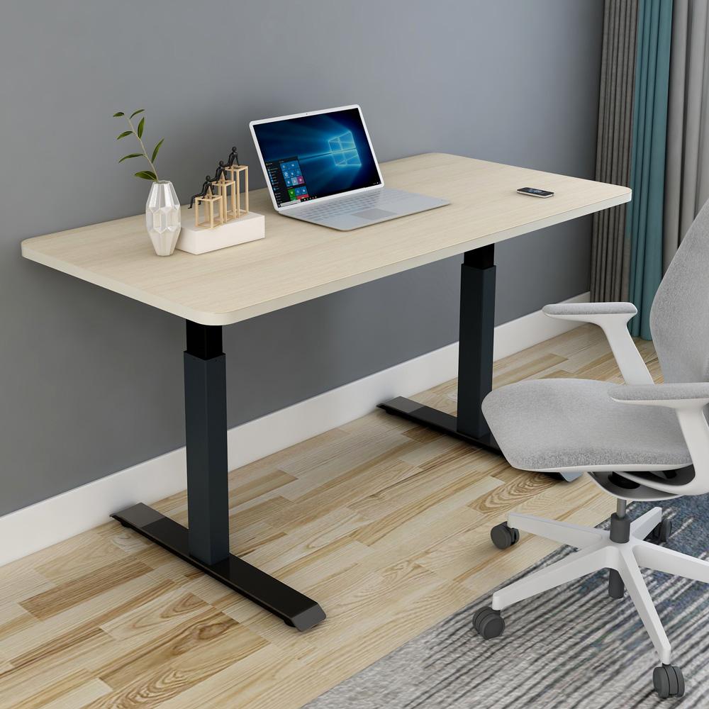 120cm Standing Desk Height Adjustable Sit Grey Stand Motorised Dual Motors Frame Black Top