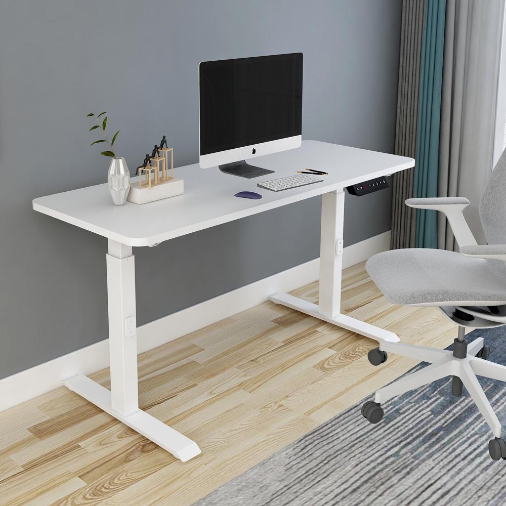 120cm Standing Desk Height Adjustable Sit Grey Stand Motorised Dual Motors Frame Birch Top