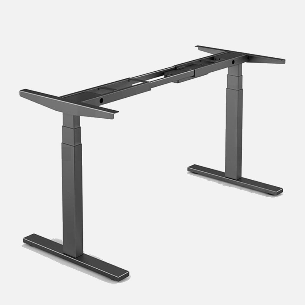 140cm Standing Desk Height Adjustable Sit Stand Motorised Grey Dual Motors Frame Black Top