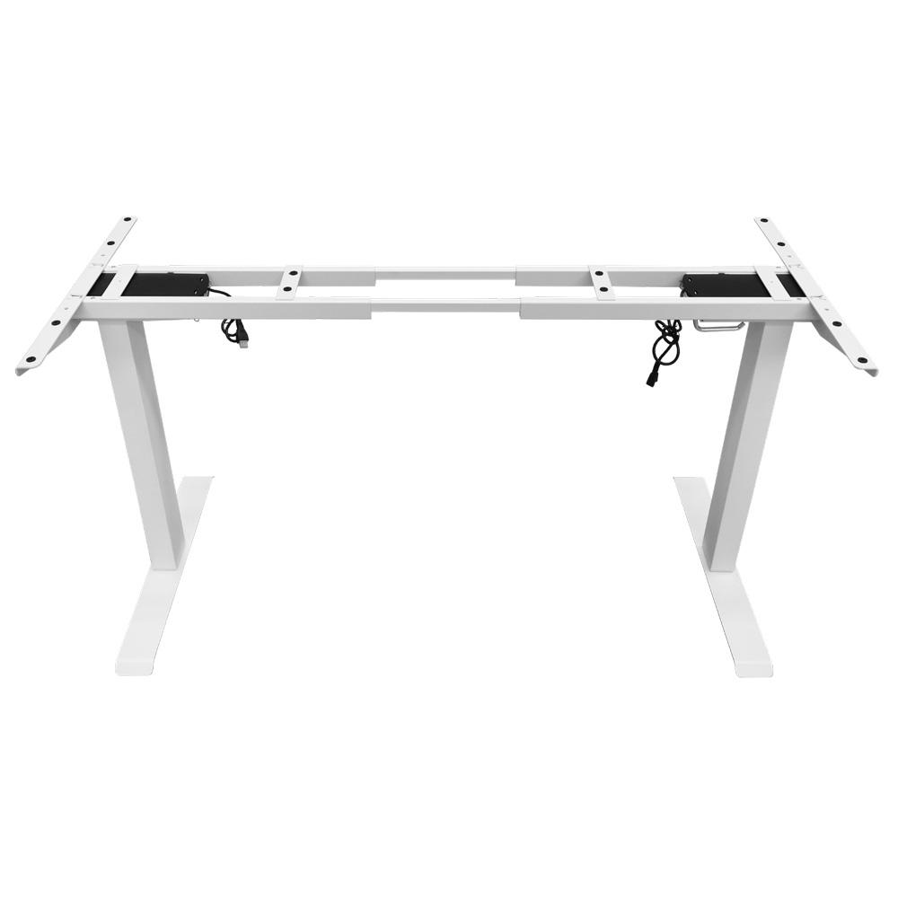 160cm Standing Desk Height Adjustable Sit Stand Motorised Grey Dual Motors Frame White Top