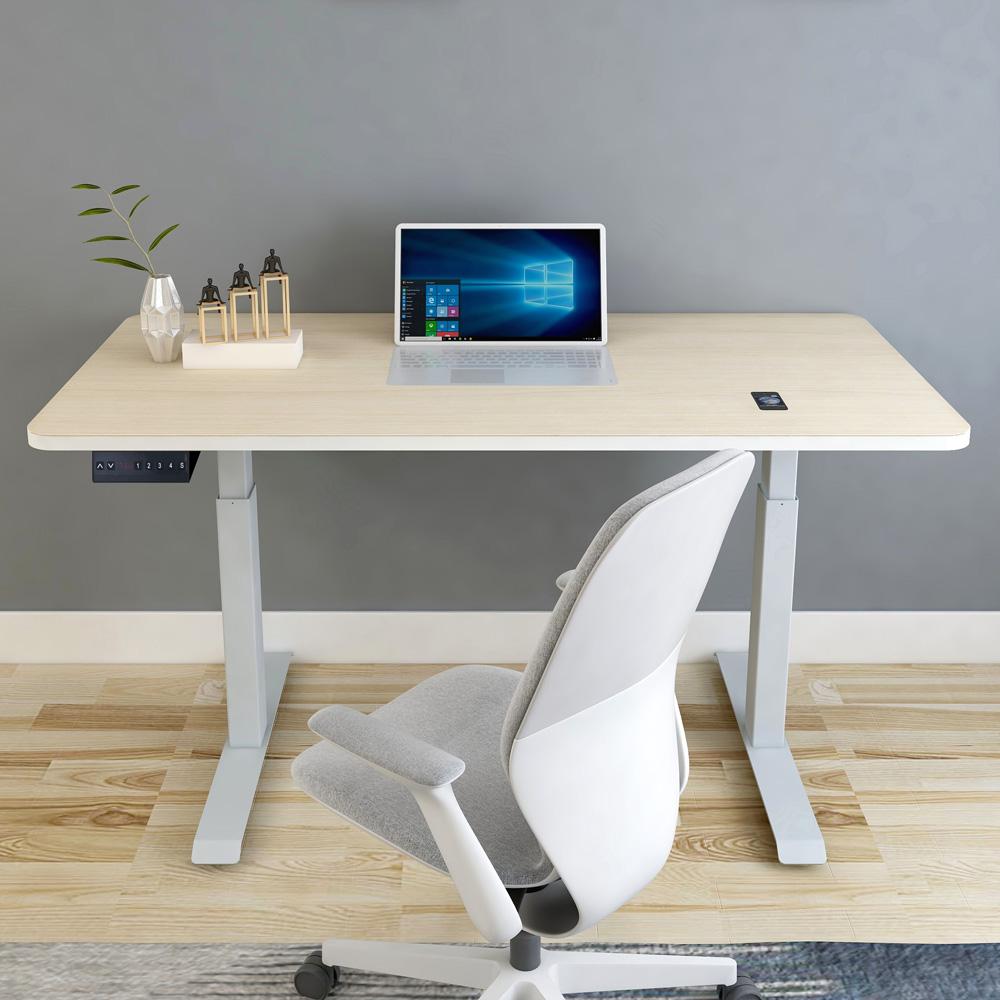 160cm Standing Desk Height Adjustable Sit Stand Motorised White Dual Motors Frame White Top