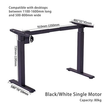 Standing Desk Height Adjustable Sit Stand Motorised Dual Black Motors Frame Top