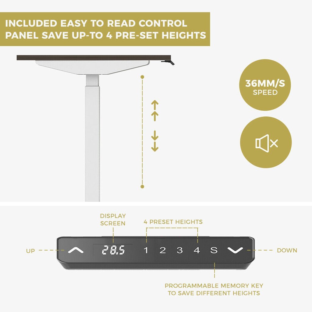 Standing Desk Height Adjustable Sit Stand Motorised White Dual Motors Frame Only