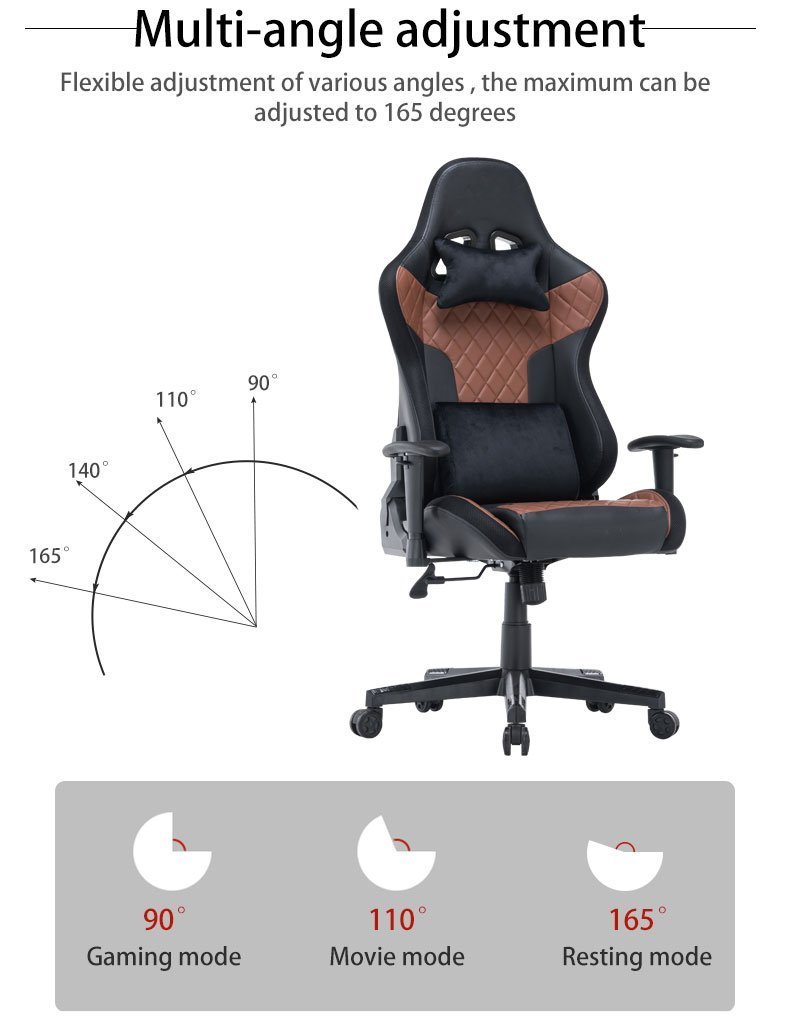 7 RGB Lights Bluetooth Speaker Gaming Chair Ergonomic Racing chair 165¬∞ Reclining Gaming Seat 4D Armrest Footrest Pink White