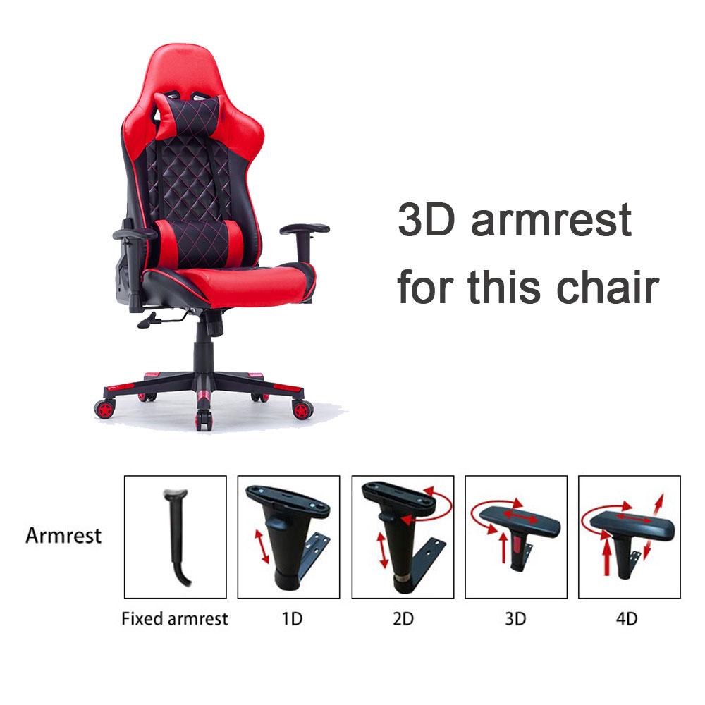 Gaming Chair Ergonomic Racing chair 165¬∞ Reclining Gaming Seat 3D Armrest Footrest Black