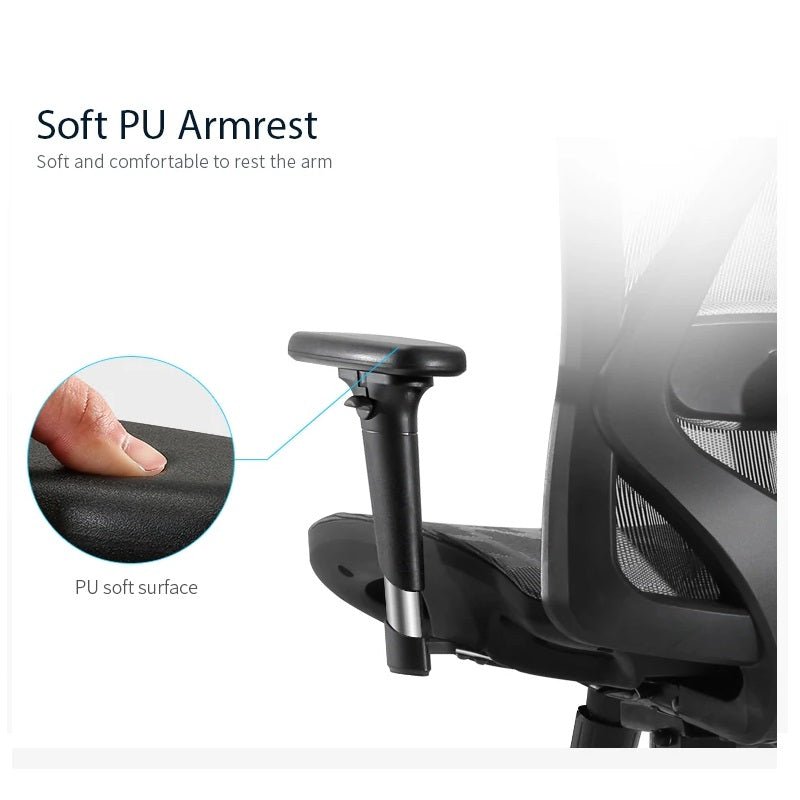 Sihoo M57 Ergonomic Office Chair High-Back Breathable Computer Desk Chair with 3D Armrest and Lumbar Support - Grey (Without Footrest)