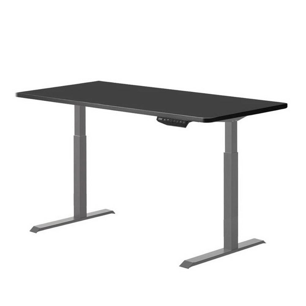 120cm Standing Desk Height Adjustable Sit Black Stand Motorised Black Single Motor Frame Birch Top