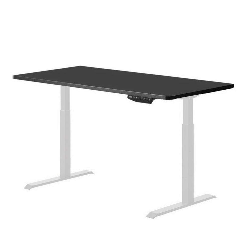 160cm Standing Desk Height Adjustable Sit Stand Motorised Black Single Motor Frame White Top