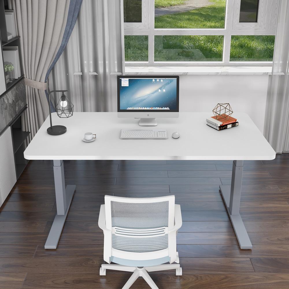 120cm Standing Desk Height Adjustable Sit Grey Stand Motorised Single Motor Frame Birch Top