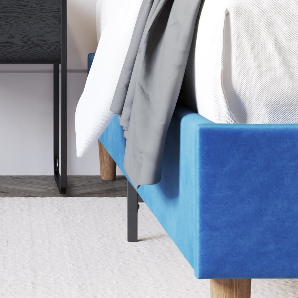 Bed Frame Velvet Blue - Double