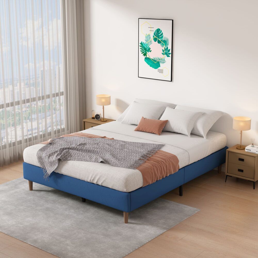 Bed Frame Velvet Blue - Single