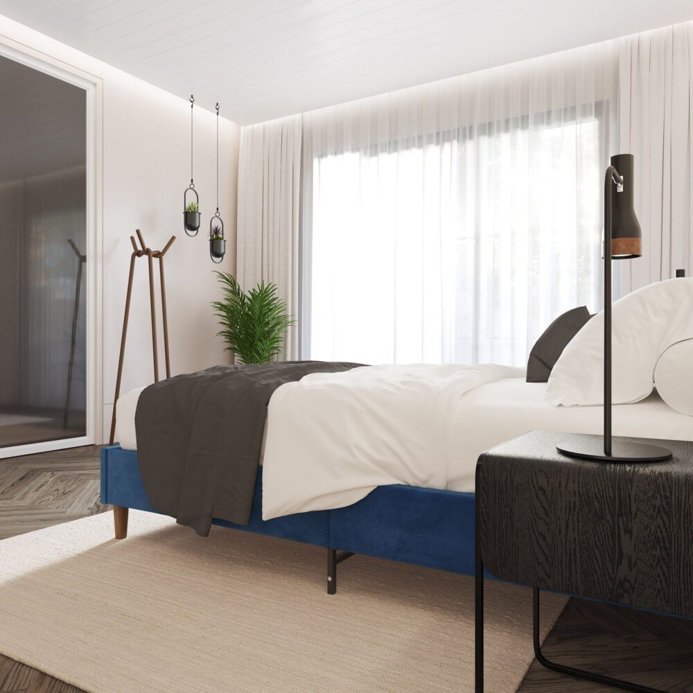 Bed Frame Velvet Blue - Single
