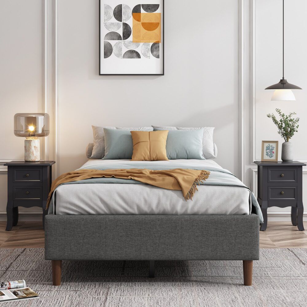 Bed Frame Mattress Foundation - Dark Grey Queen