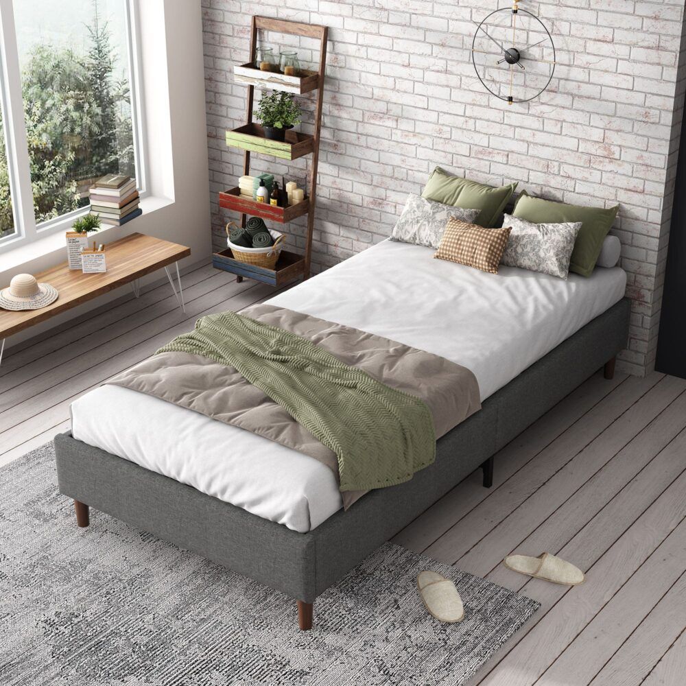 Bed Frame Mattress Foundation - Dark Grey Queen
