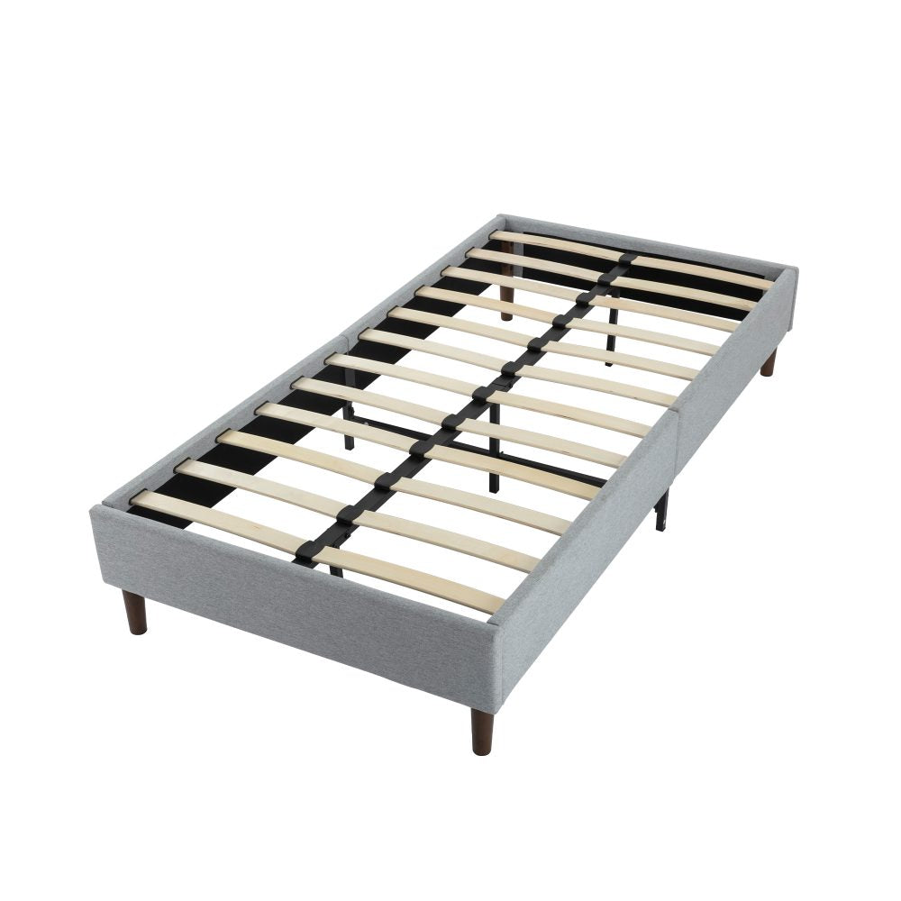 Bedframe with Wooden Slats (Light Grey) ‚Äì Queen