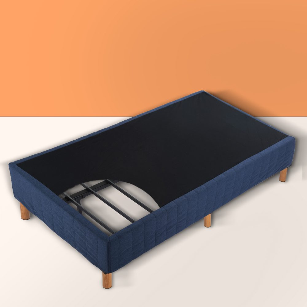 Metal Bed Frame Mattress Foundation Blue ‚Äì King