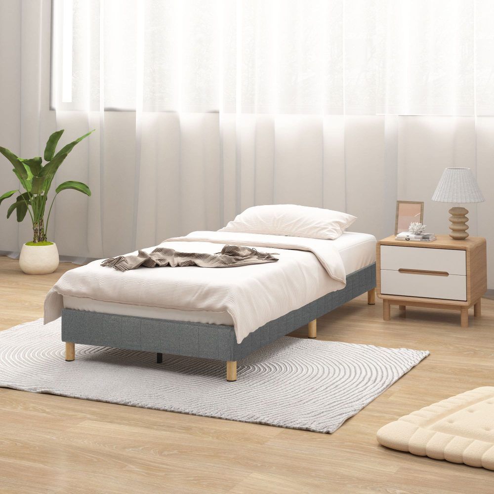 Metal Bed Frame Mattress Foundation - Dark Grey Double