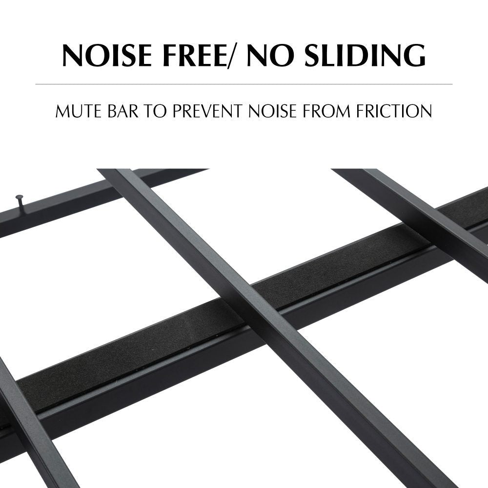 Metal Bed Frame Mattress Foundation - Dark Grey Double