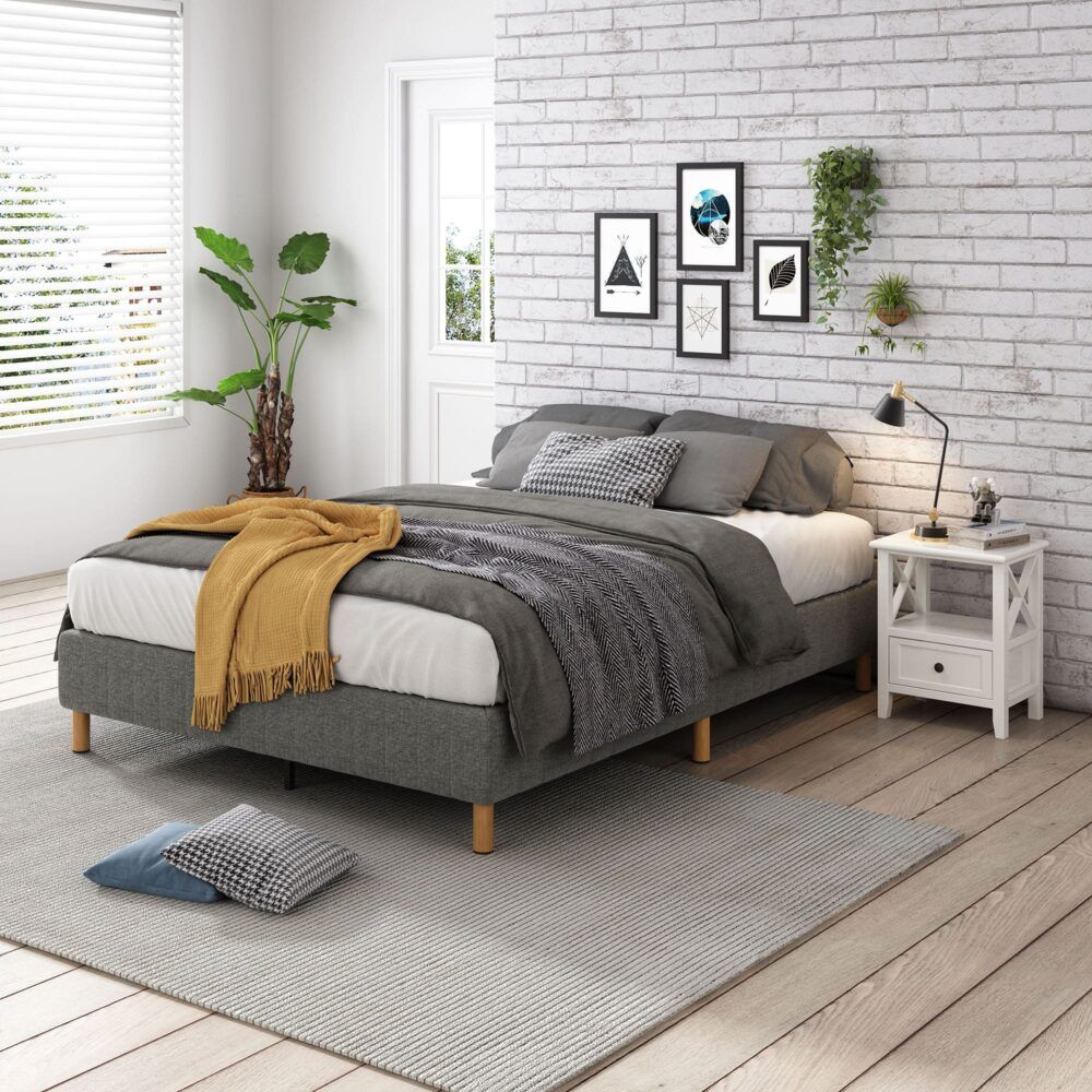 Metal Bed Frame Mattress Foundation - Dark Grey King