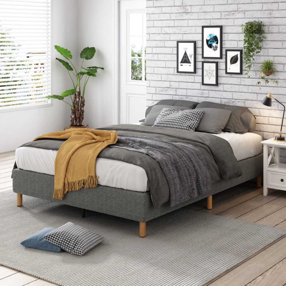 Metal Bed Frame Mattress Foundation - Dark Grey King