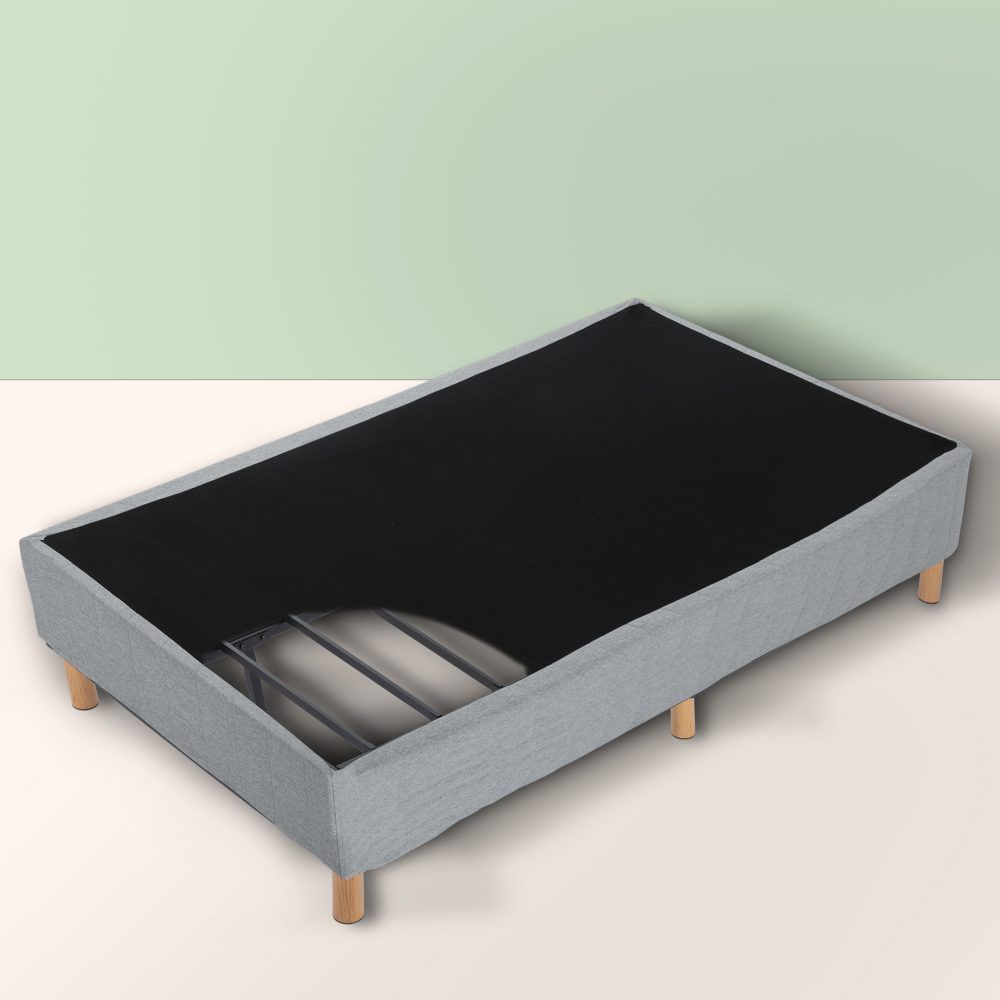 Metal Bed Frame Mattress Foundation - Light Grey Double