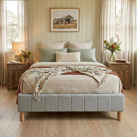 Metal Bed Frame Mattress Foundation - Light Grey Single