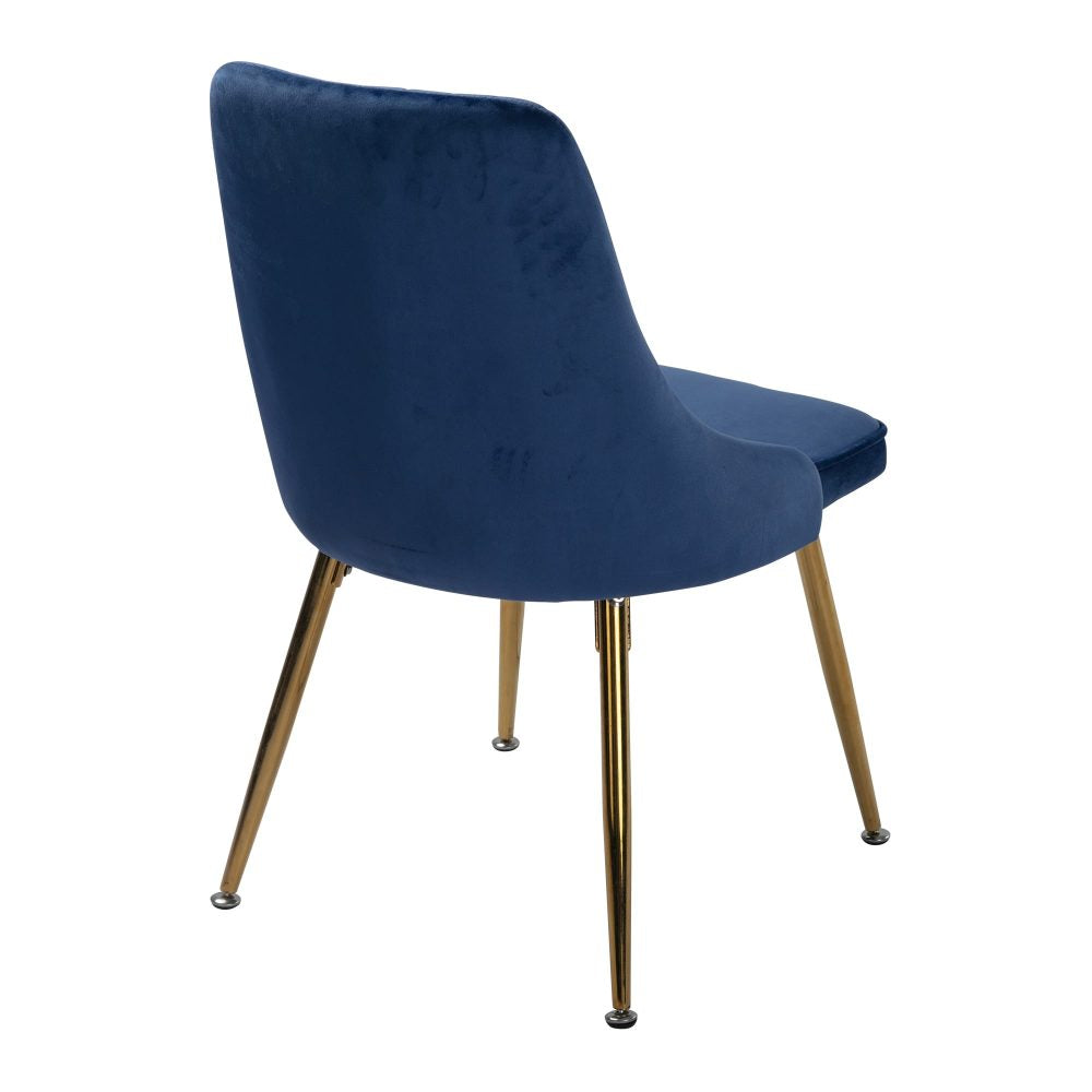 Viva Forever Set of 2 Blue Velvet Dining Chairs ‚Äì Art Deco Design with Gold Metal Legs