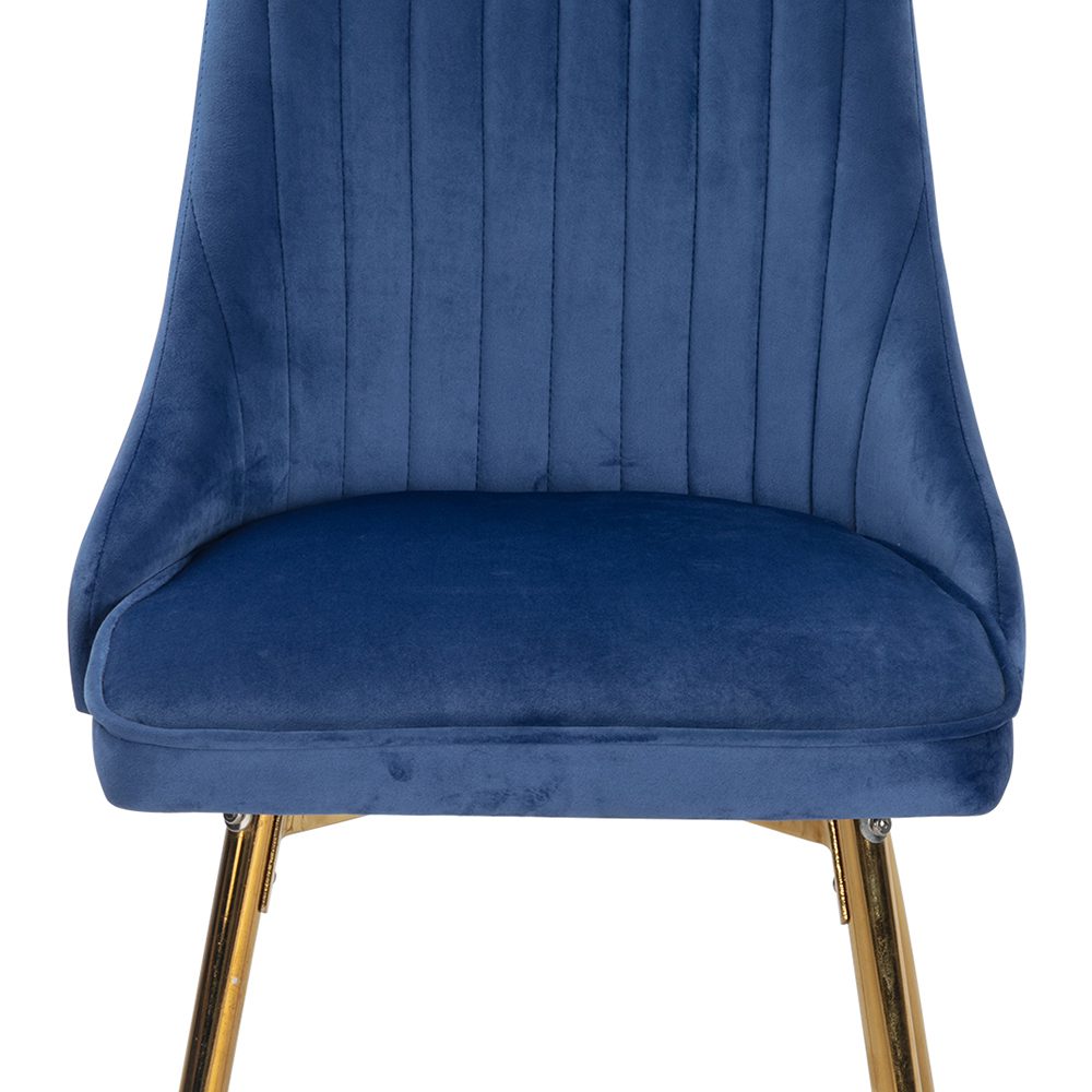 Viva Forever Set of 2 Blue Velvet Dining Chairs ‚Äì Art Deco Design with Gold Metal Legs