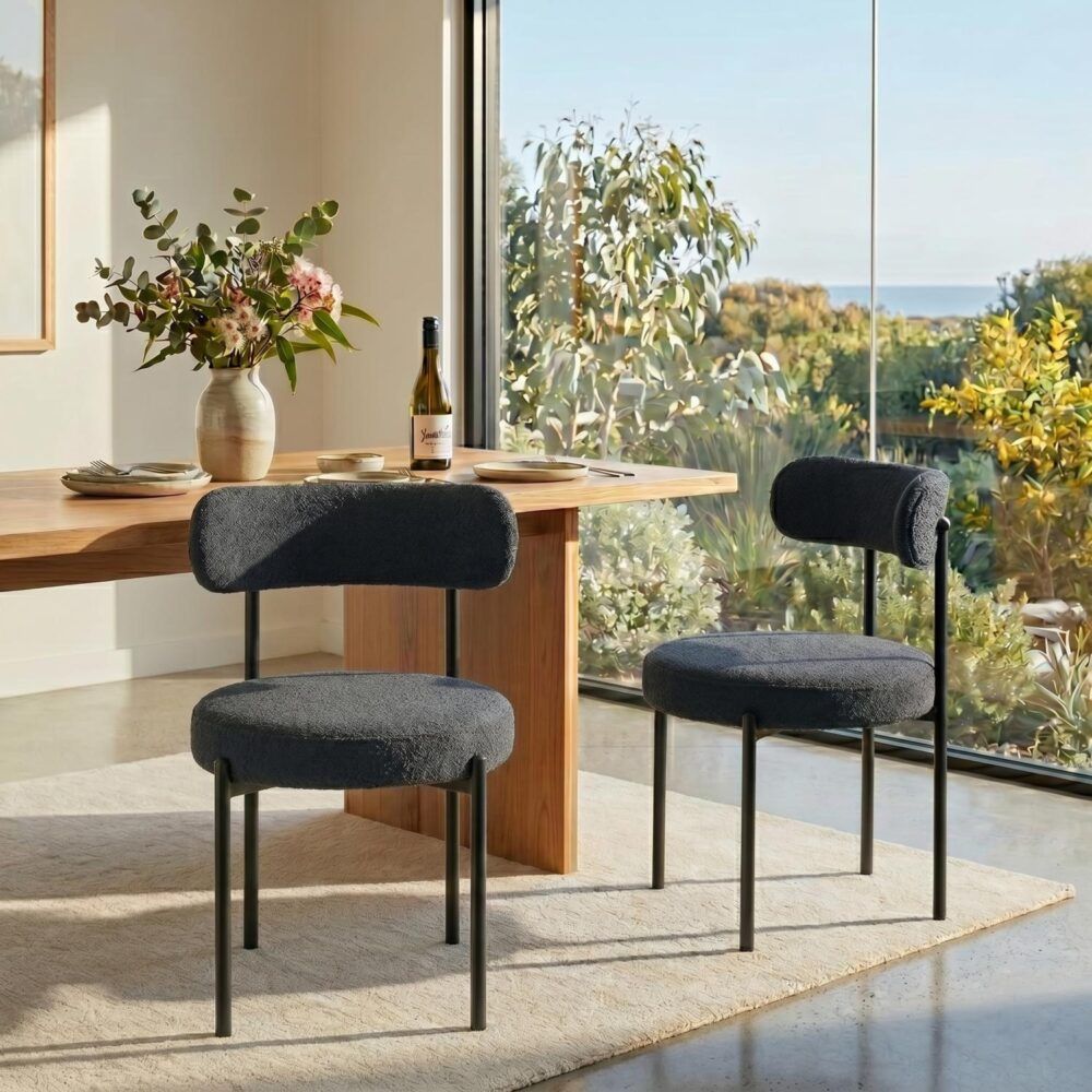 Elsa Dining Chairs Charcoal Chic Boucle Set