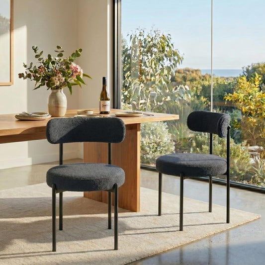Elsa Dining Chairs Charcoal Chic Boucle Set