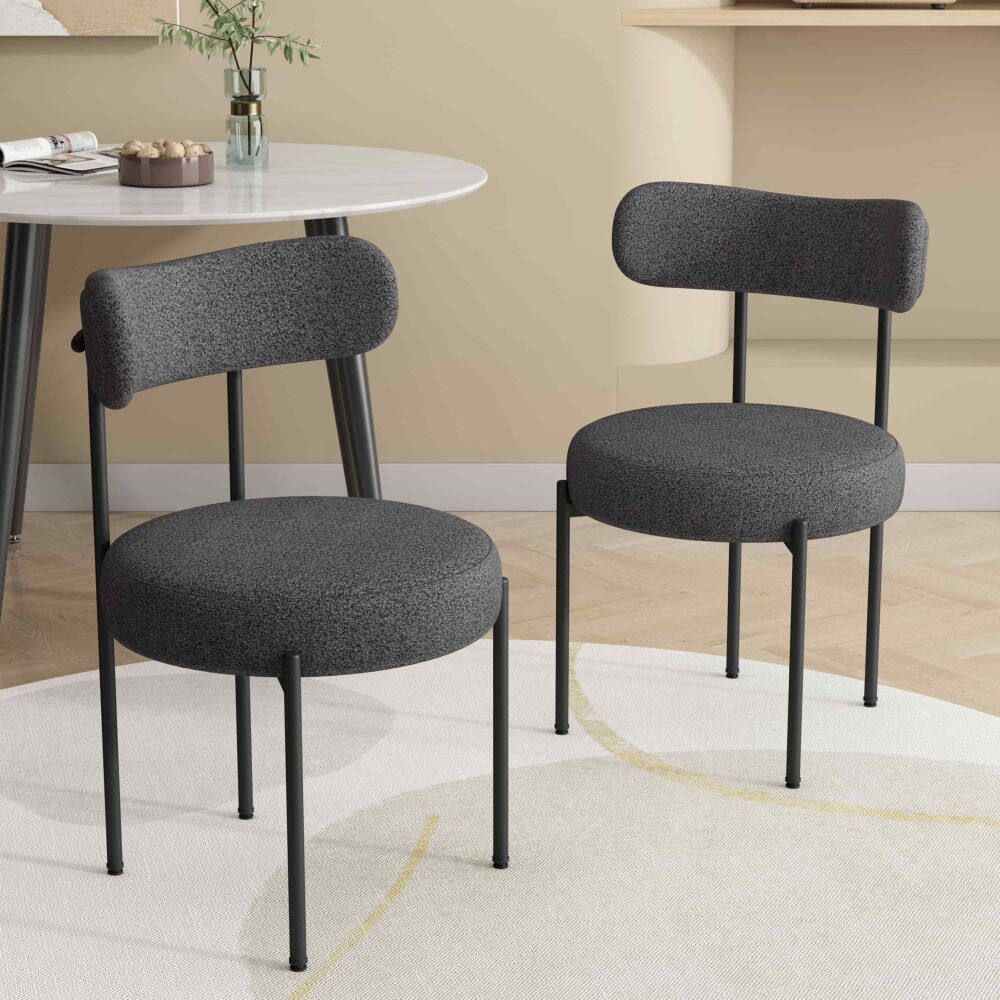 Elsa Dining Chairs Charcoal Chic Boucle Set