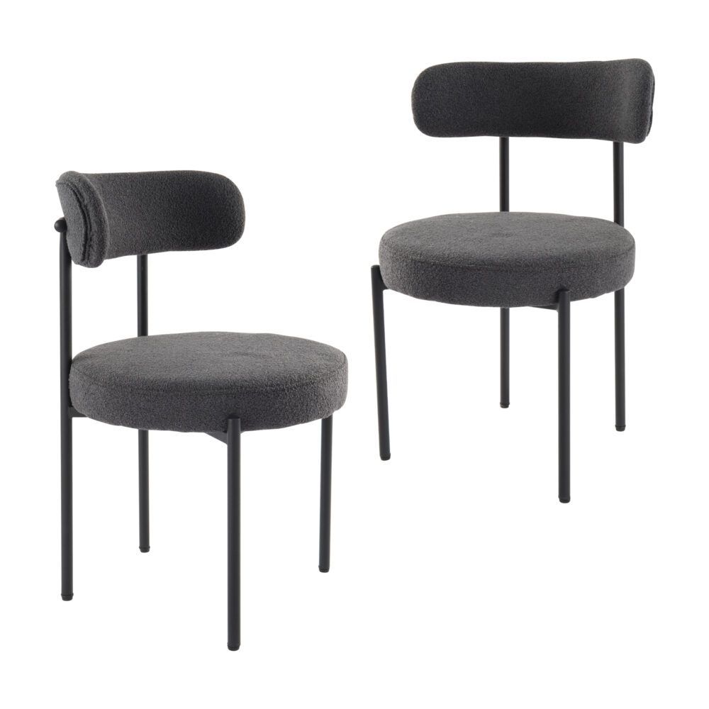 Elsa Dining Chairs Charcoal Chic Boucle Set