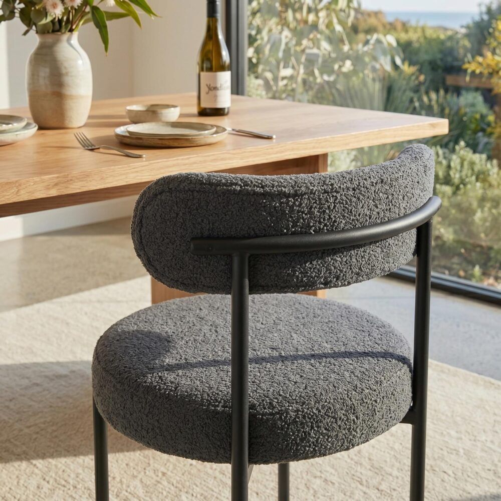 Elsa Dining Chairs Charcoal Chic Boucle Set