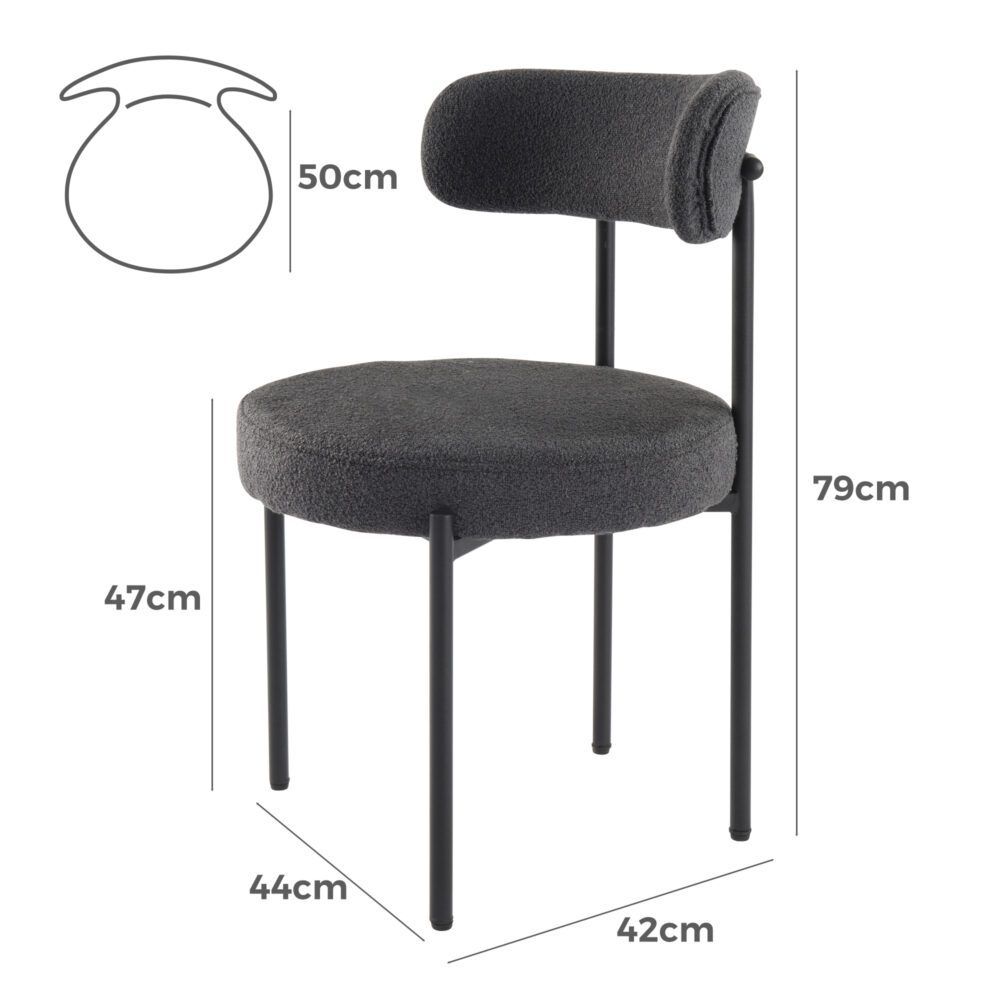 Elsa Dining Chairs Charcoal Chic Boucle Set