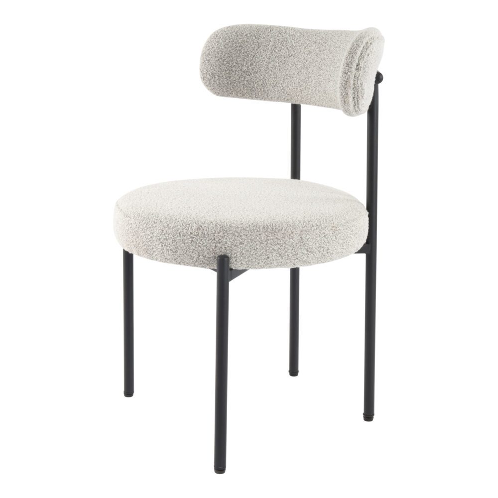 Elsa Dining Chairs Luxe Boucle Cushioned in Arctic White