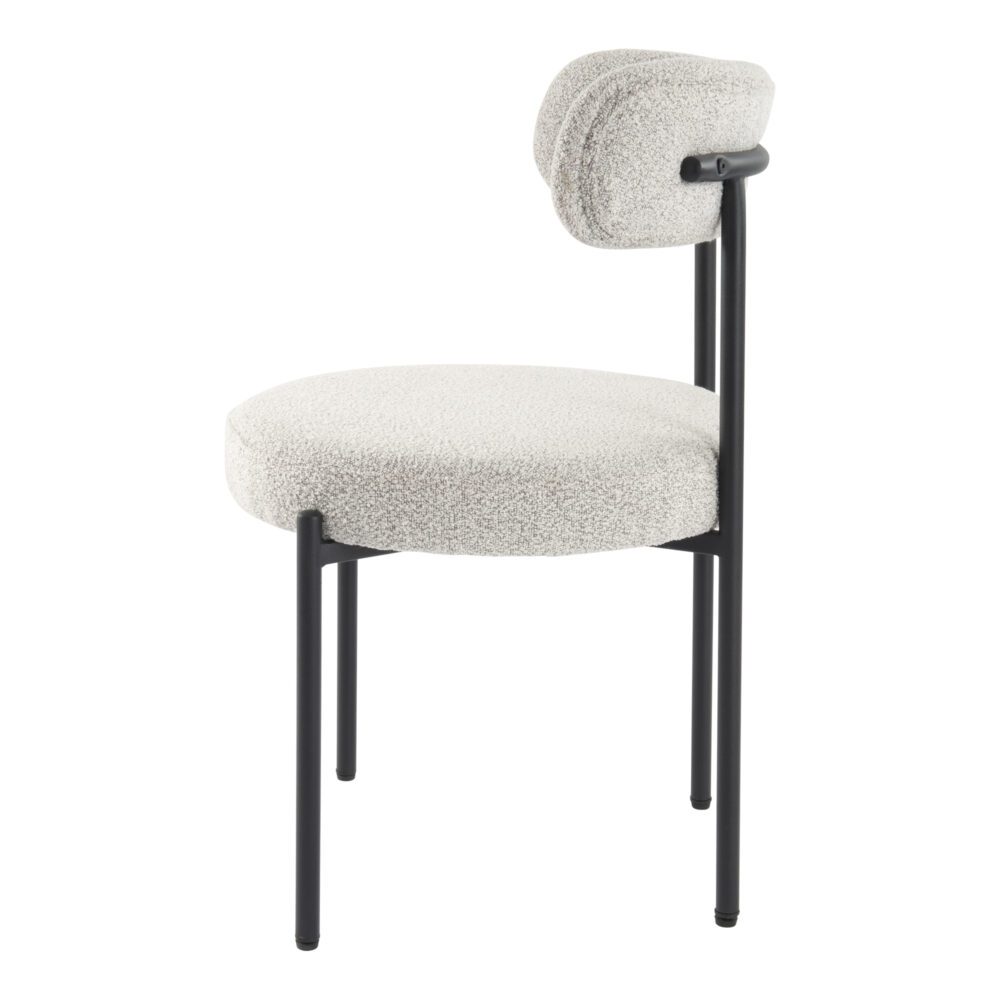 Elsa Dining Chairs Luxe Boucle Cushioned in Arctic White