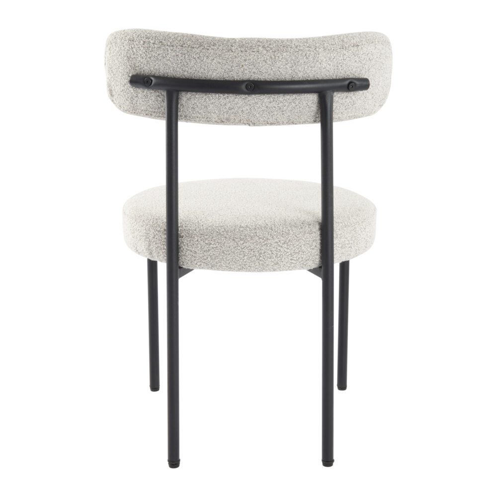 Elsa Dining Chairs Luxe Boucle Cushioned in Arctic White