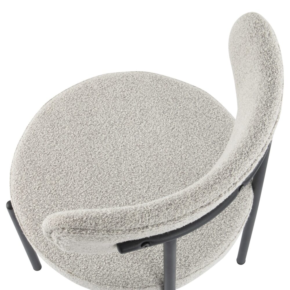 Elsa Dining Chairs Luxe Boucle Cushioned in Arctic White