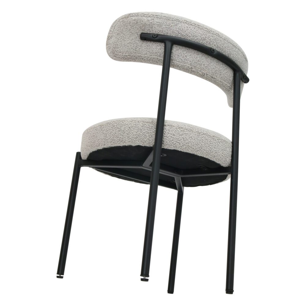 Elsa Dining Chairs Luxe Boucle Cushioned in Arctic White