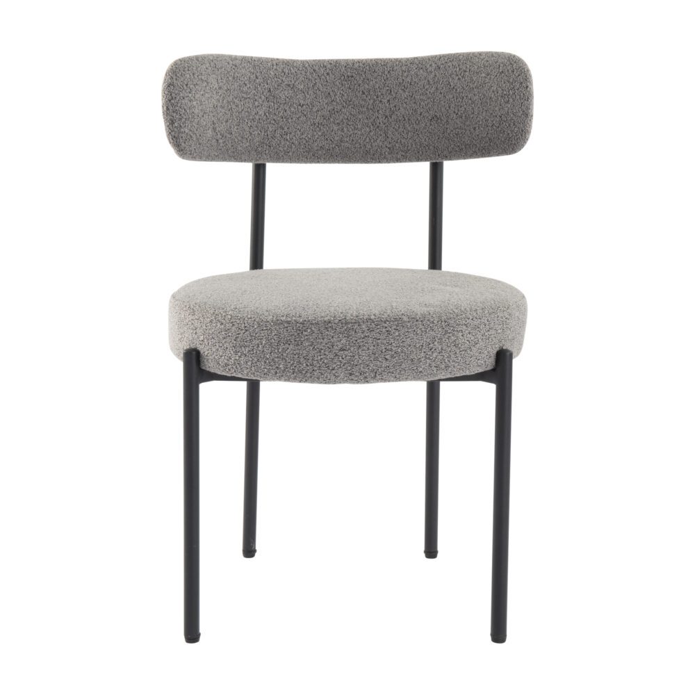 Plush Boucle Cushioned Elsa Dining Chairs in Slate Grey