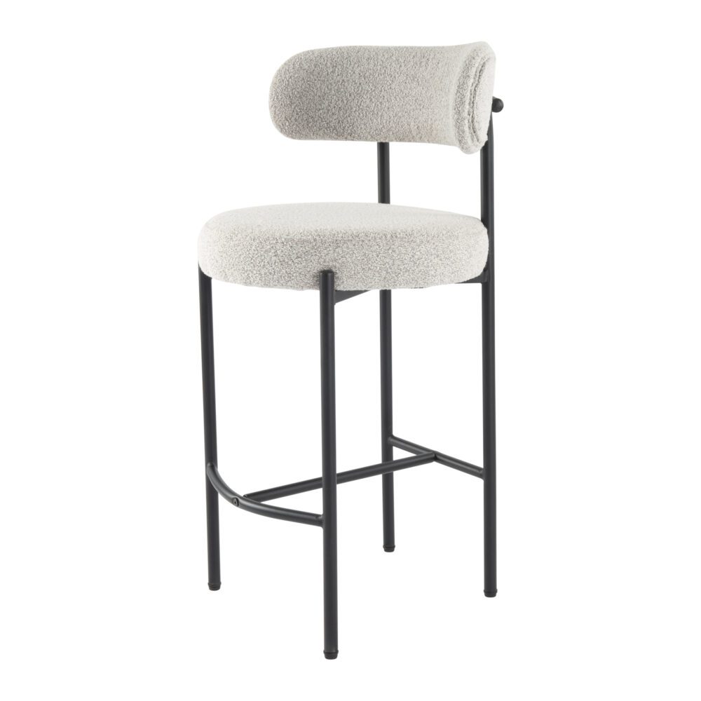 Sleek White Metal Boucle Elsa Bar Stools