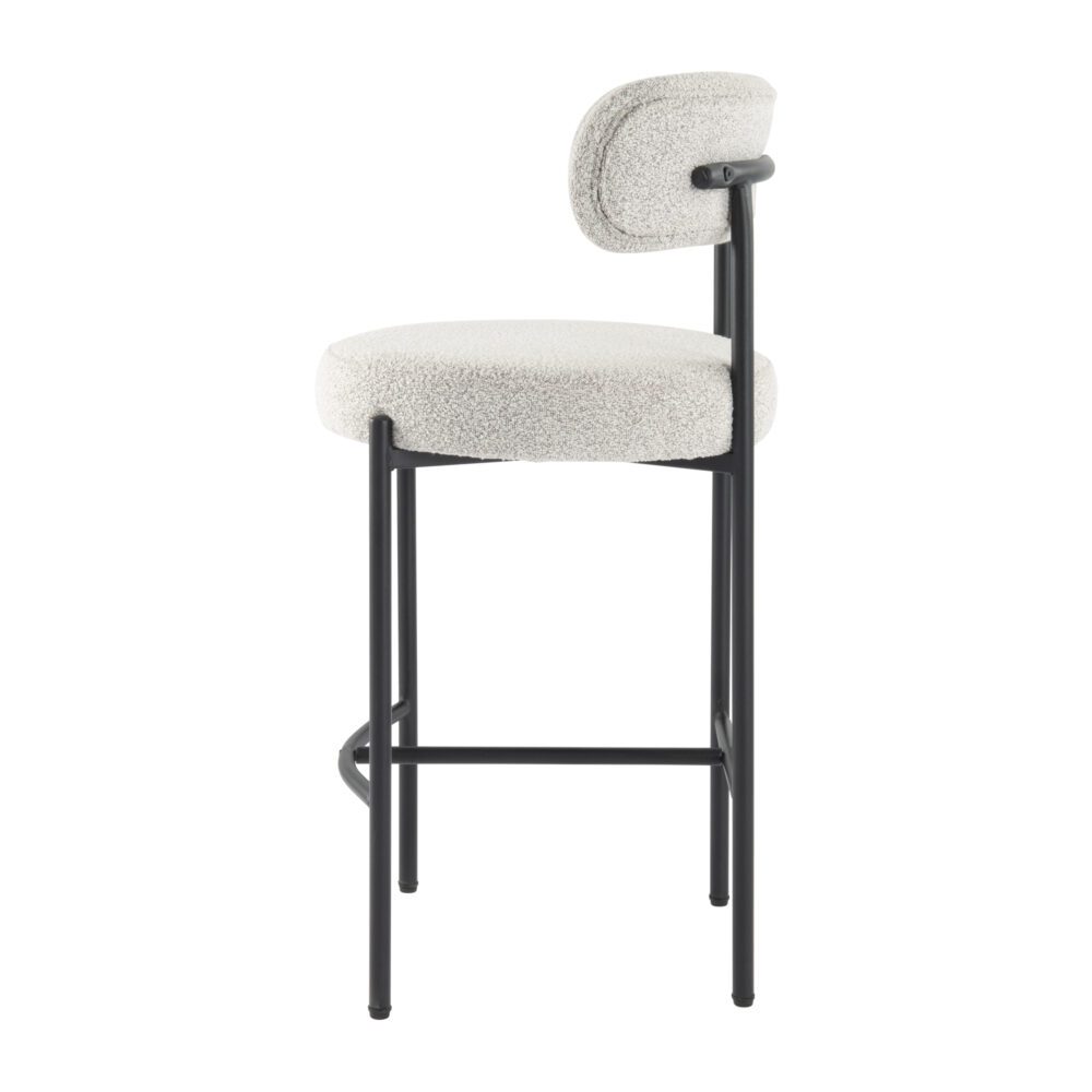 Sleek White Metal Boucle Elsa Bar Stools