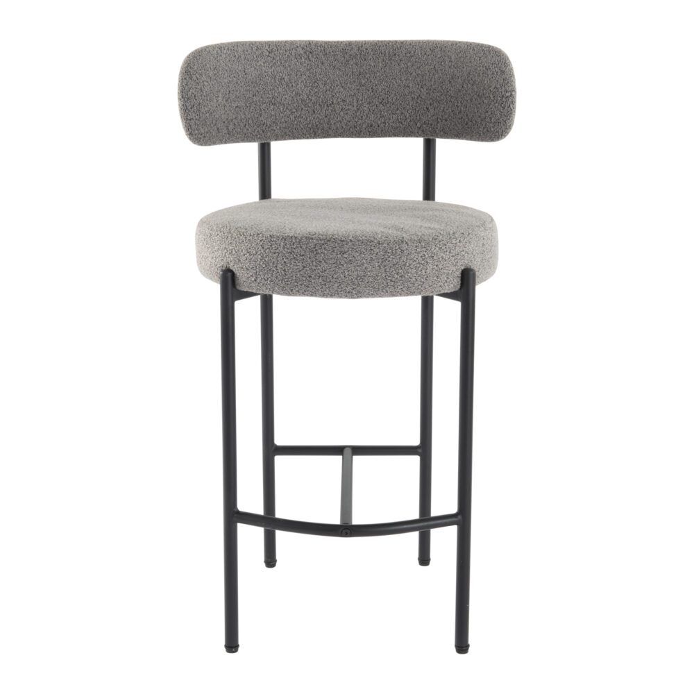 Contemporary Grey Boucle Elsa Low Bar Stools