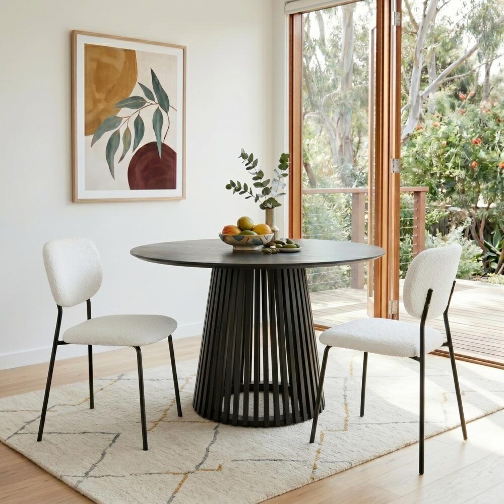 White Whisper Teddy Fabric Dining Chair Duo