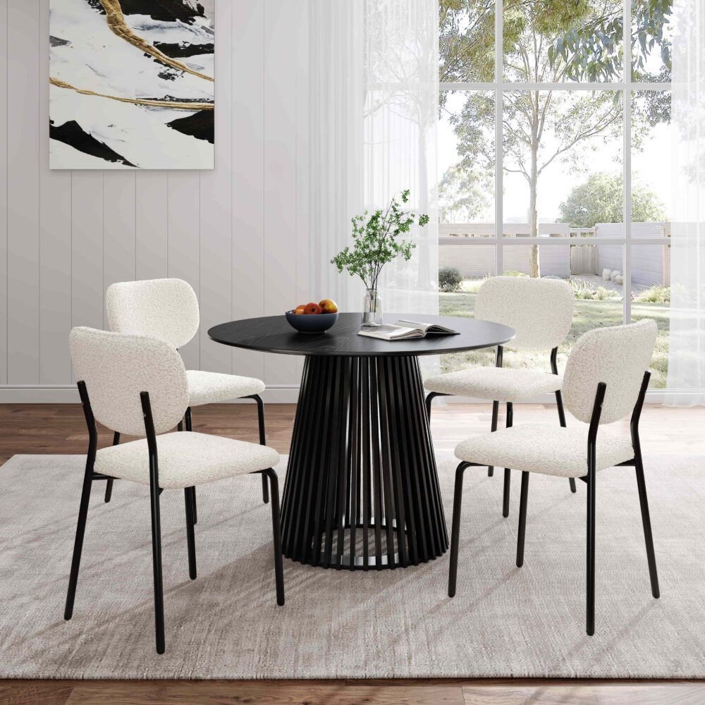 White Whisper Teddy Fabric Dining Chair Duo