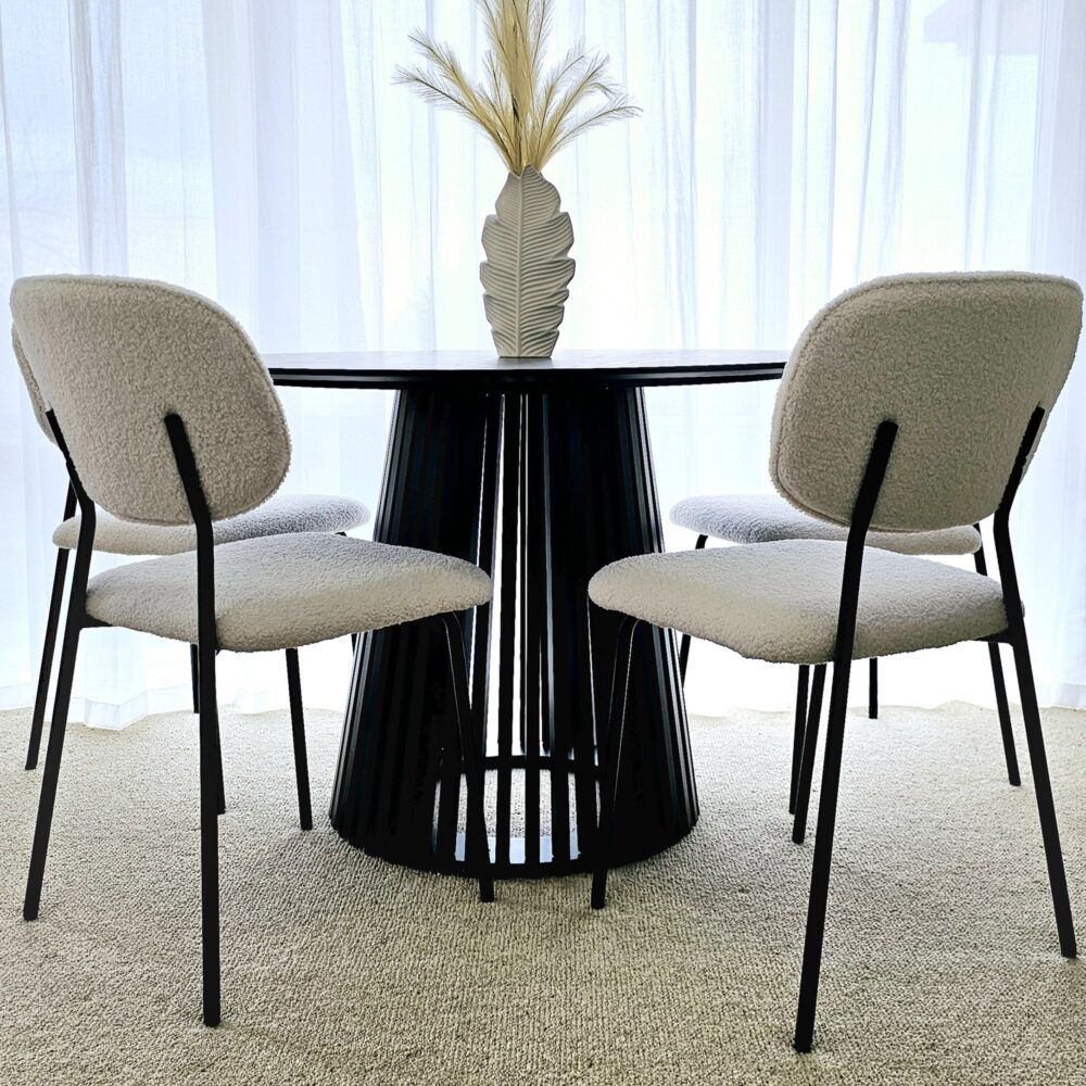 White Whisper Teddy Fabric Dining Chair Duo