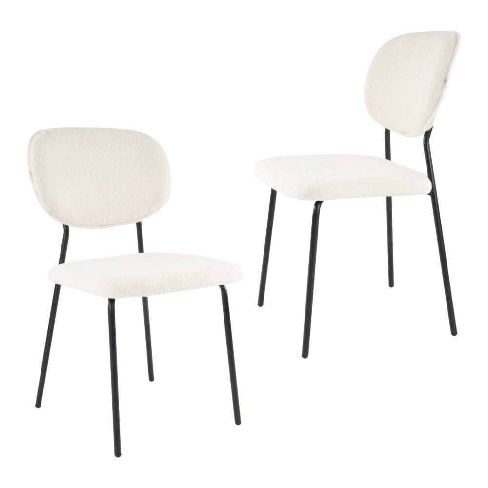 White Whisper Teddy Fabric Dining Chair Duo